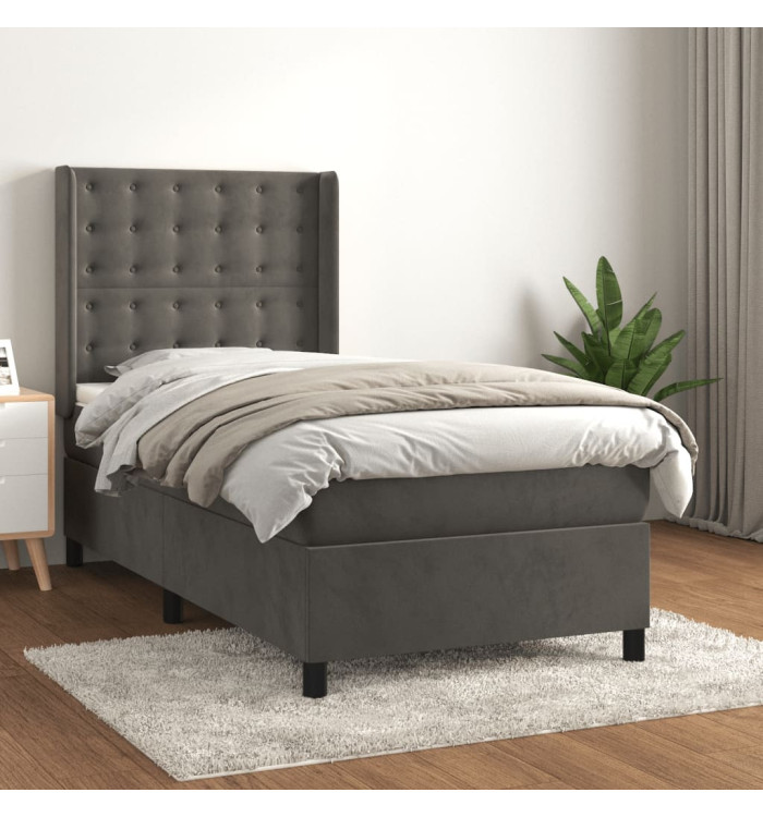 Sommier à lattes de lit avec matelas Gris foncé 100x200 cm | Mobilier & Déco