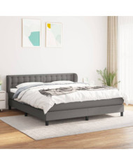 Sommier à lattes de lit avec matelas Gris foncé 160x200cm Tissu | Mobilier & Déco