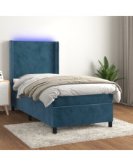 Sommier à lattes de lit matelas LED Bleu foncé 80x200cm Velours | Mobilier & Déco