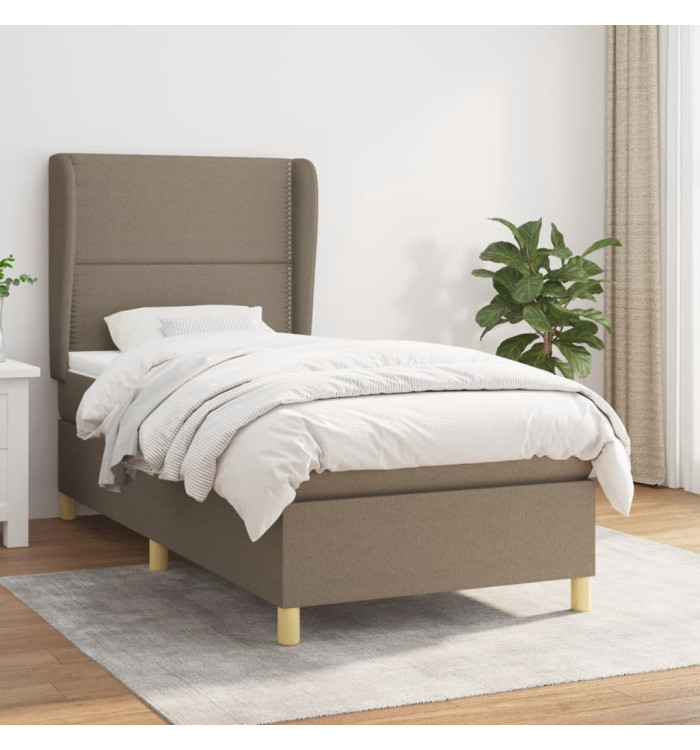 Sommier à lattes de lit avec matelas Taupe 90x200 cm Tissu | Mobilier & Déco