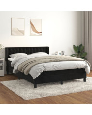 Sommier à lattes de lit avec matelas Noir 140x200 cm Velours | Mobilier & Déco