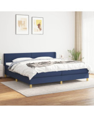 Sommier à lattes de lit avec matelas Bleu 200x200 cm Tissu | Mobilier & Déco