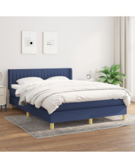 Sommier à lattes de lit avec matelas Bleu 140x190 cm Tissu | Mobilier & Déco