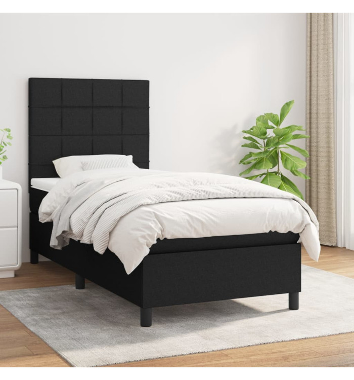 Sommier à lattes de lit et matelas Noir 80x200 cm Tissu | Mobilier & Déco