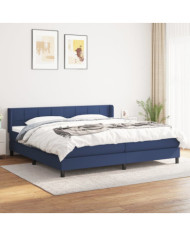 Sommier à lattes de lit avec matelas Bleu 200x200 cm Tissu | Mobilier & Déco