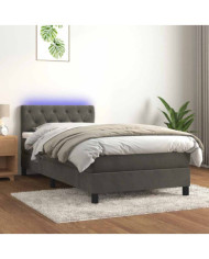 Sommier à lattes de lit avec matelas et LED Gris foncé 80x200cm | Mobilier & Déco
