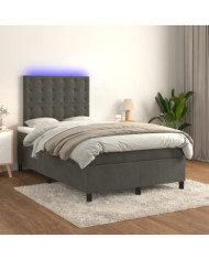 Sommier à lattes de lit matelas et LED Gris foncé 120x200 cm | Mobilier & Déco