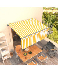 Auvent rétractable automatique avec store 3,5x2,5 m Jaune blanc | Mobilier & Déco