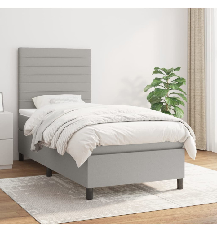 Sommier à lattes de lit avec matelas Gris clair 80x200 cm Tissu | Mobilier & Déco