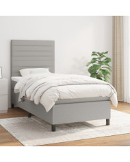 Sommier à lattes de lit avec matelas Gris clair 80x200 cm Tissu | Mobilier & Déco