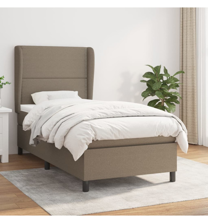 Sommier à lattes de lit avec matelas Taupe 90x190 cm Tissu | Mobilier & Déco
