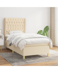 Sommier à lattes de lit et matelas Crème 90x190 cm Tissu | Mobilier & Déco