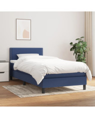 Sommier à lattes de lit avec matelas Bleu 80x200 cm Tissu | Mobilier & Déco