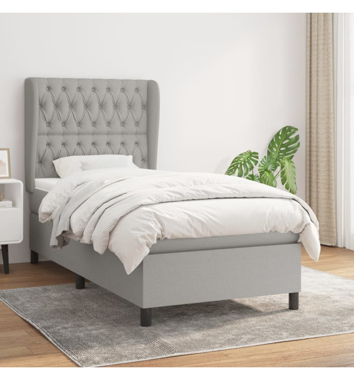 Sommier à lattes de lit et matelas Gris clair 90x190 cm Tissu | Mobilier & Déco