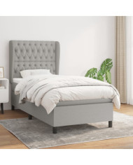 Sommier à lattes de lit et matelas Gris clair 90x190 cm Tissu | Mobilier & Déco