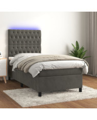 Sommier à lattes de lit et matelas et LED Gris foncé 80x200 cm | Mobilier & Déco