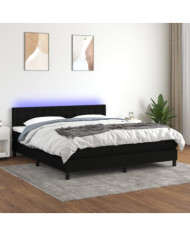 Sommier à lattes de lit avec matelas LED Noir 160x200 cm Tissu | Mobilier & Déco