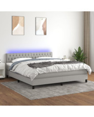 Sommier à lattes de lit et matelas et LED Gris clair 180x200 cm | Mobilier & Déco