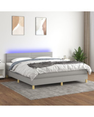 Sommier à lattes de lit matelas et LED Gris clair 160x200 cm | Mobilier & Déco
