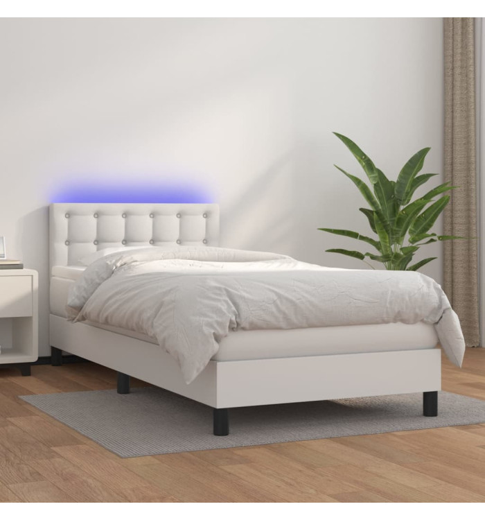 Sommier à lattes de lit avec matelas et LED Blanc 80x200 cm | Mobilier & Déco