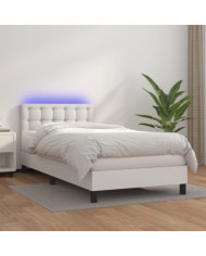 Sommier à lattes de lit avec matelas et LED Blanc 80x200 cm | Mobilier & Déco