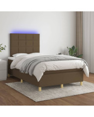 Sommier à lattes de lit matelas et LED Marron foncé 120x200 cm | Mobilier & Déco