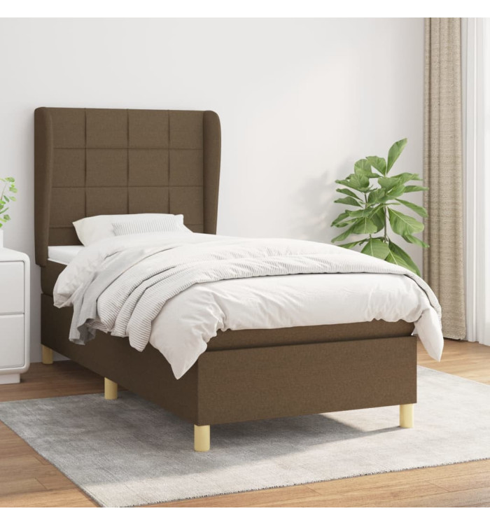 Sommier à lattes de lit avec matelas Marron foncé 100x200 cm | Mobilier & Déco