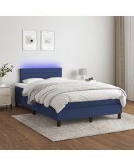 Sommier à lattes de lit avec matelas LED Bleu 120x200 cm Tissu | Mobilier & Déco