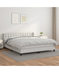 Sommier à lattes de lit avec matelas Blanc 180x200cm Similicuir | Mobilier & Déco
