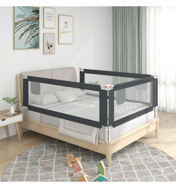 Barrière de sécurité de lit d'enfant Gris foncé 150x25 cm Tissu | Mobilier & Déco