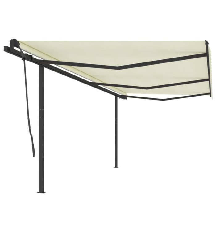 Auvent automatique rétractable avec poteaux 6x3,5 m Crème | Mobilier & Déco
