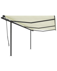 Auvent automatique rétractable avec poteaux 6x3,5 m Crème | Mobilier & Déco