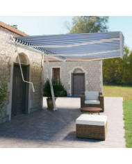 Auvent automatique sur pied 600x350 cm Bleu/Blanc | Mobilier & Déco