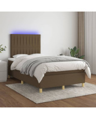 Sommier à lattes de lit matelas et LED Marron foncé 120x200 cm | Mobilier & Déco