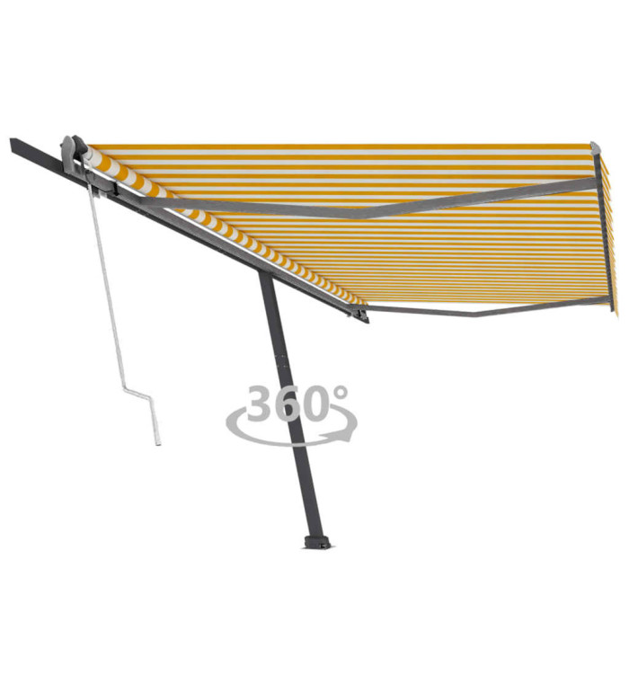 Auvent automatique sur pied 500x300 cm Jaune/Blanc | Mobilier & Déco