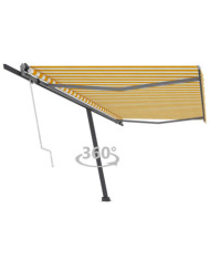 Auvent automatique sur pied 500x300 cm Jaune/Blanc | Mobilier & Déco