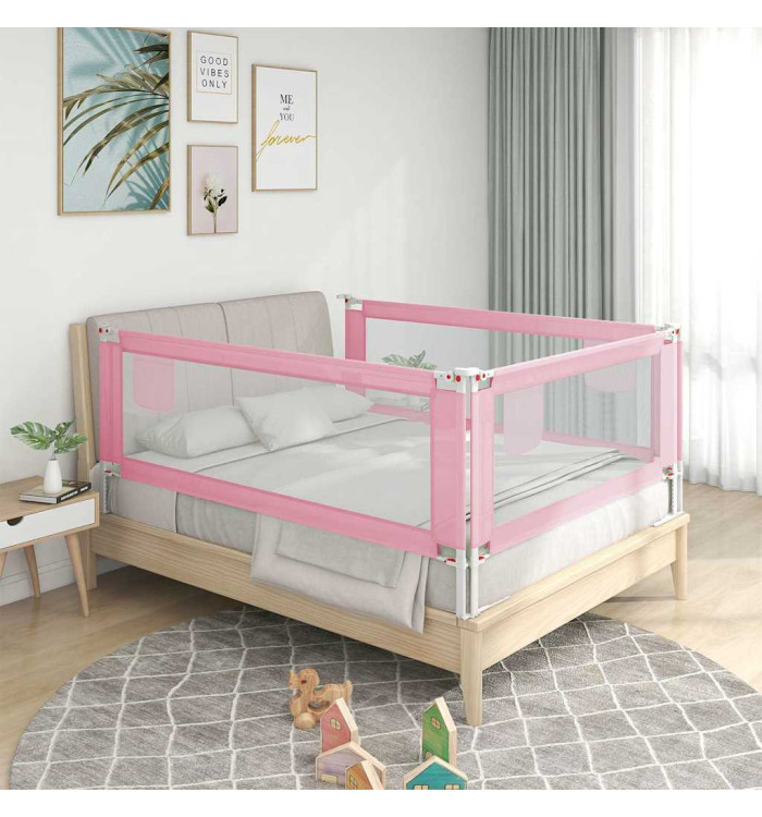 Barrière de sécurité de lit d'enfant Rose 160x25 cm Tissu | Mobilier & Déco