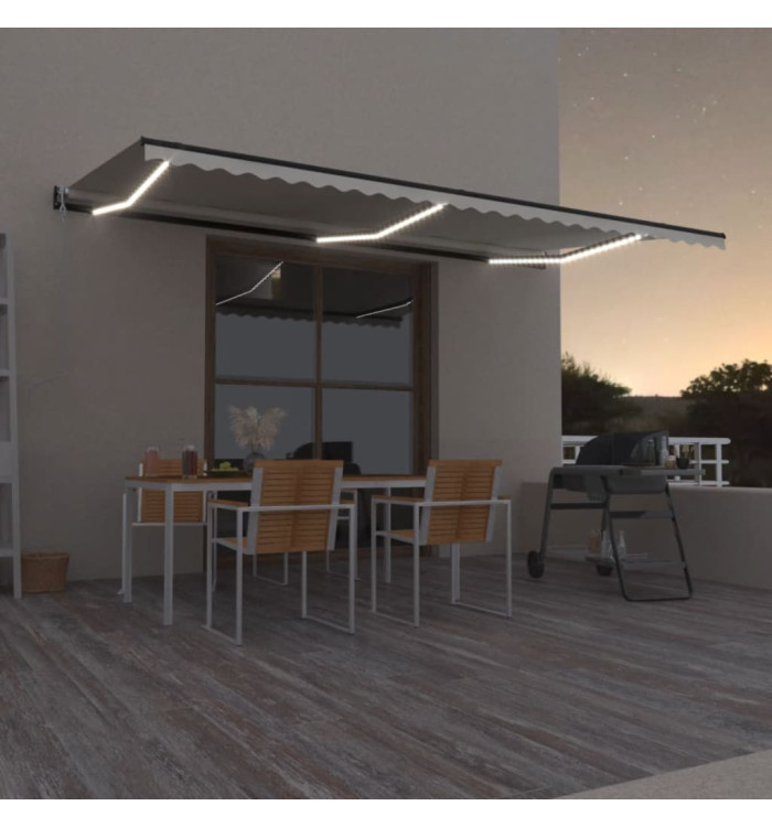 Auvent automatique avec capteur de vent et LED 600x350 cm Crème | Mobilier & Déco