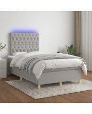 Sommier à lattes de lit matelas et LED Gris clair 120x200 cm | Mobilier & Déco