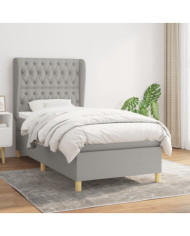 Sommier à lattes de lit avec matelas Gris clair 100x200cm Tissu | Mobilier & Déco