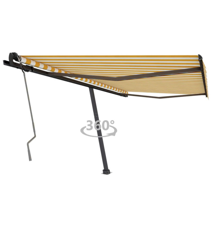 Auvent manuel rétractable sur pied 400x350 cm Jaune/Blanc | Mobilier & Déco