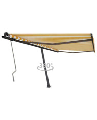 Auvent manuel rétractable sur pied 400x350 cm Jaune/Blanc | Mobilier & Déco