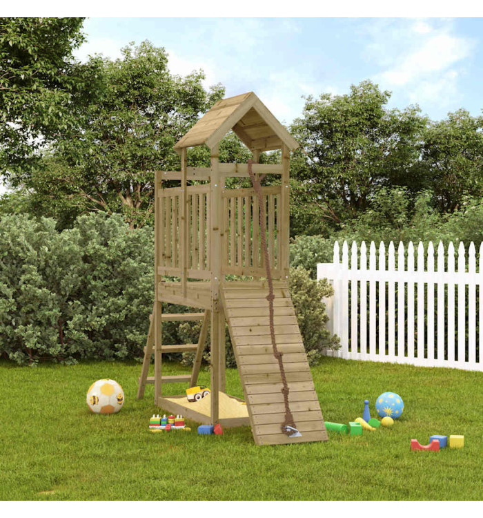 Maisonnette de jeu avec mur d'escalade bois de pin imprégné | Mobilier & Déco