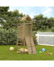 Maisonnette de jeu avec mur d'escalade bois de pin imprégné | Mobilier & Déco
