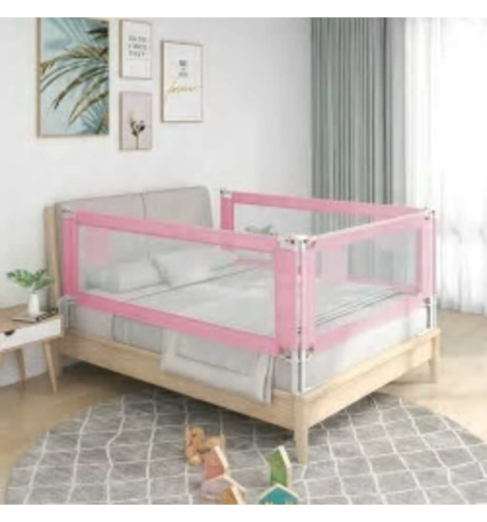 Barrière de sécurité de lit d'enfant Rose 140x25 cm Tissu | Mobilier & Déco