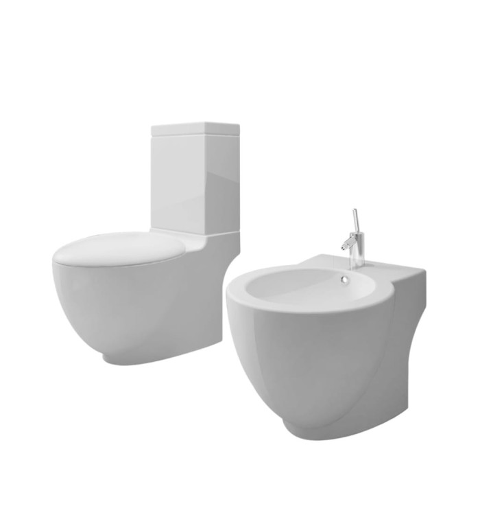 Ensemble de bidet et toilette Céramique Blanc | Mobilier & Déco