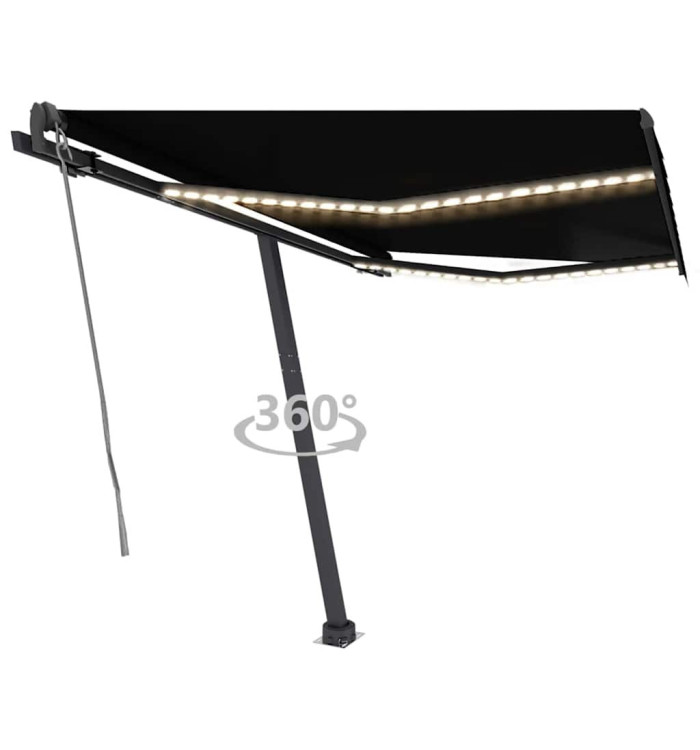 Auvent automatique capteur de vent et LED 350x250 cm Anthracite | Mobilier & Déco
