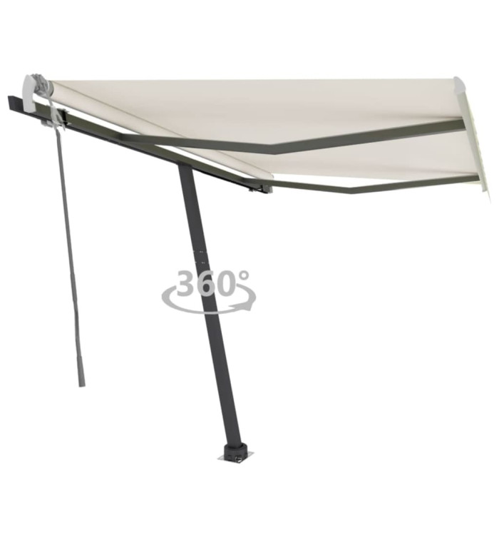Auvent manuel rétractable sur pied 350x250 cm Crème | Mobilier & Déco