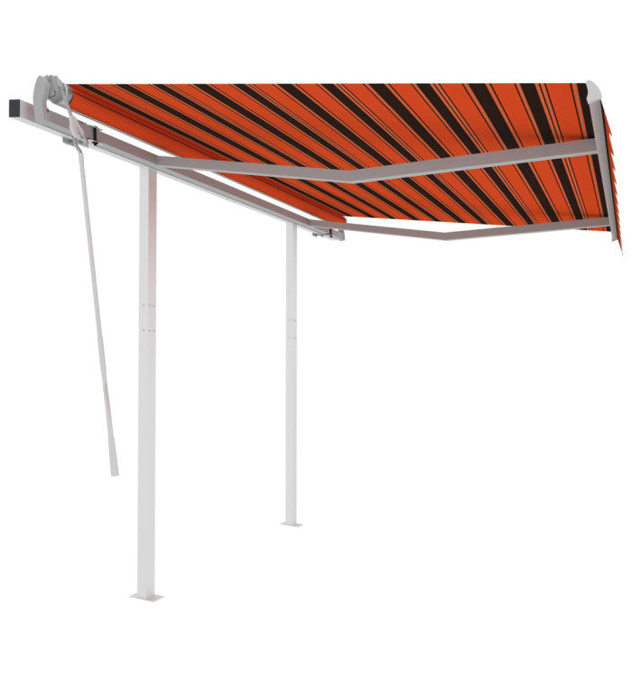 Auvent manuel rétractable avec poteaux 3x2,5 m Orange et marron | Mobilier & Déco