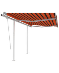 Auvent manuel rétractable avec poteaux 3x2,5 m Orange et marron | Mobilier & Déco